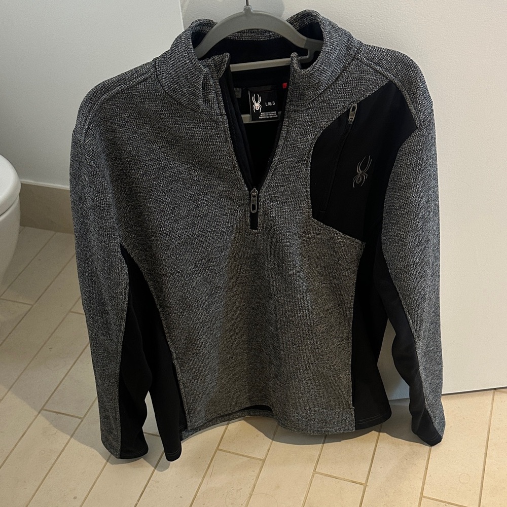 Spyder Men's Charcoal and Black Zip-Up Sweater